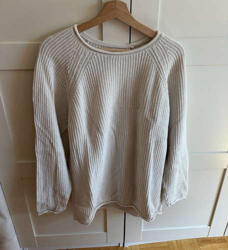 Mens ribbed beige jumper - beige, size